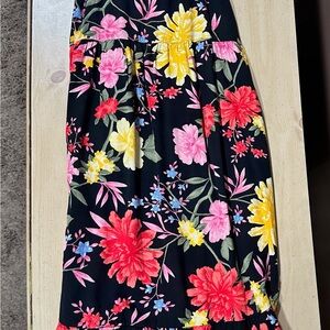 Old Navy Black Maxi Dress with Pink, Red & Yellow Floral Print